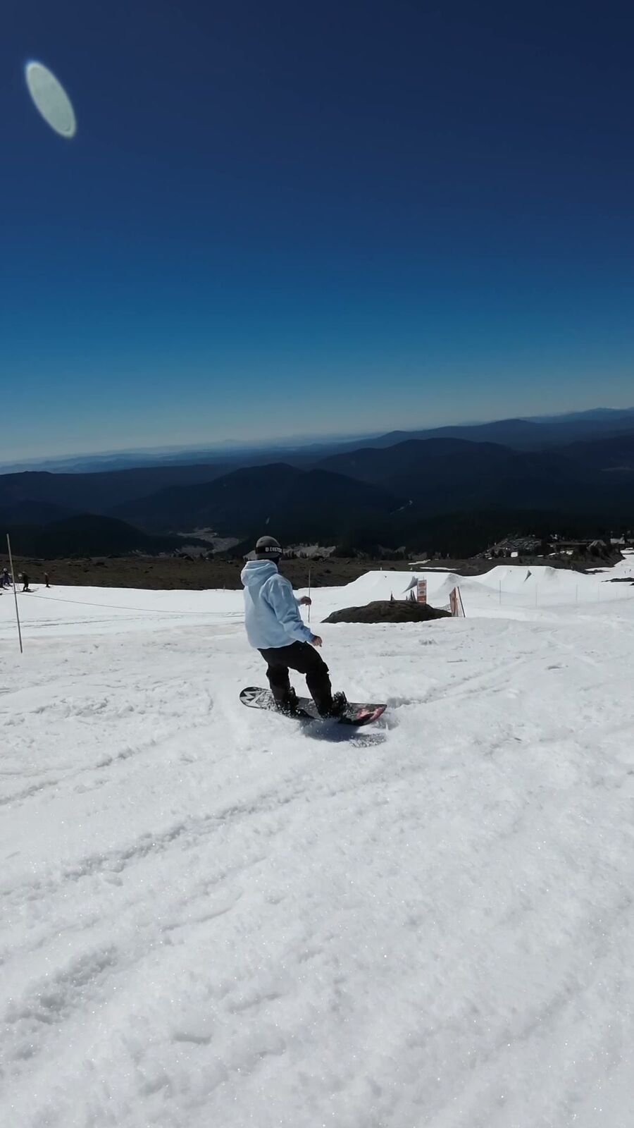 Rider on the Palmer Glacier, Mt. Hood, deep summer sky